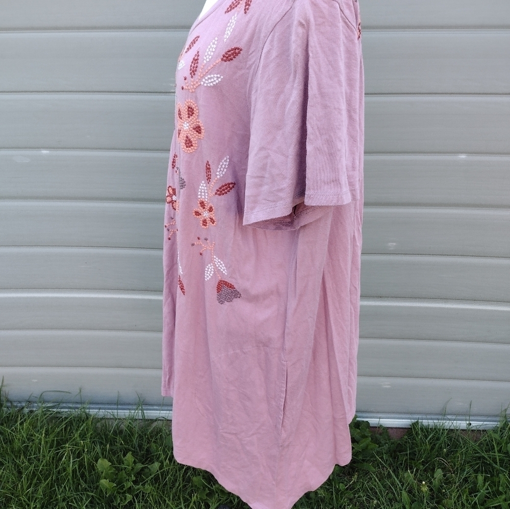 LOGO by Lori Goldstein Women Tunic Size 2x Embroidered Pockets Boho Relaxed - Picture 4 of 9